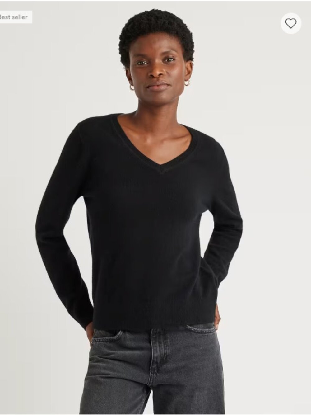 NWT Quince 100% Mongolian Cashmere V-Neck Sweater in Black, S, M, L